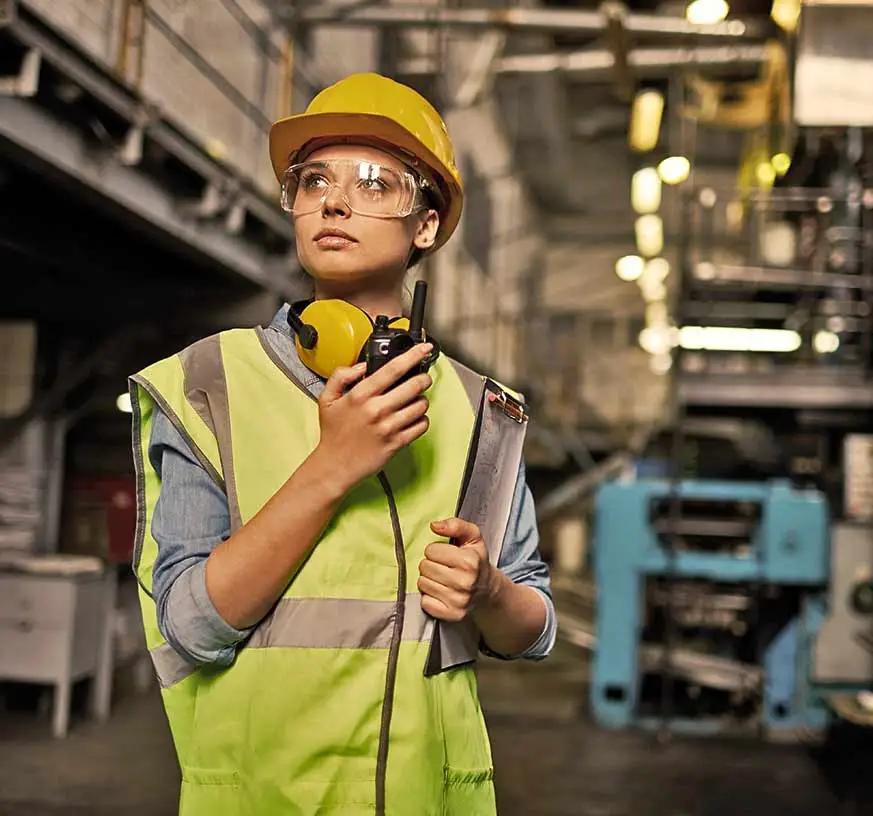 Woman contractor working in a warehouse